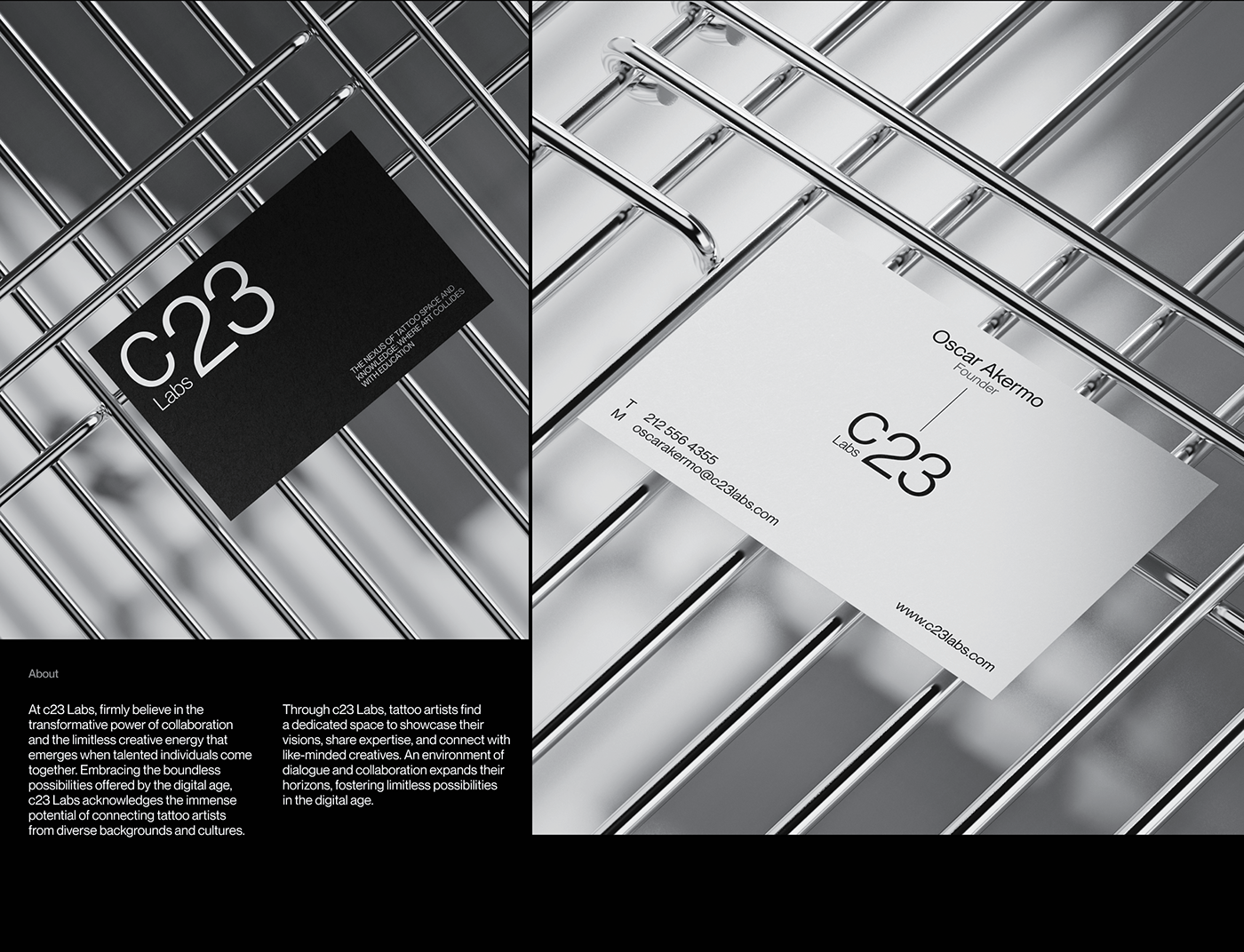 About. c23 Labs. Brand Identity.
