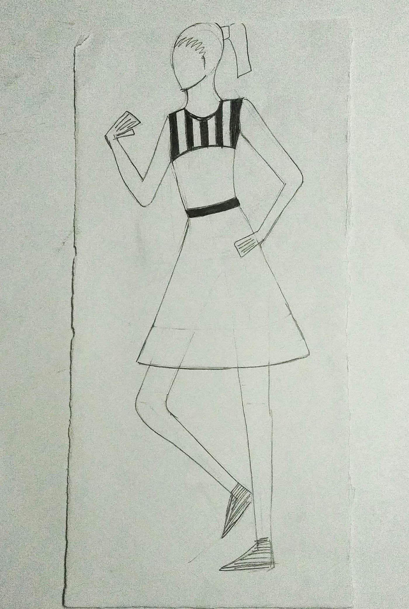 fashion illustration pencil water color black marker