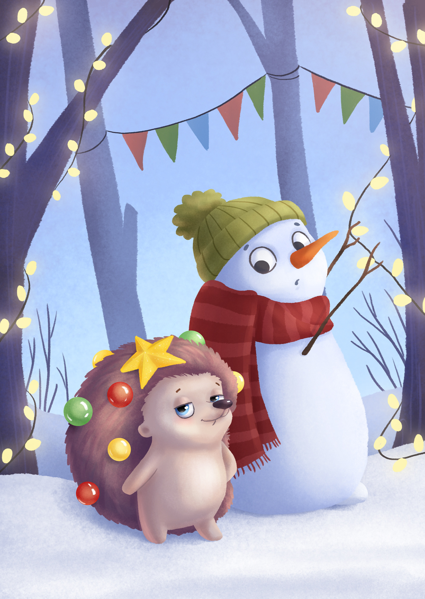 cartoon Character Character design  children illustration children's book Christmas cute Digital Art  ILLUSTRATION  postcard