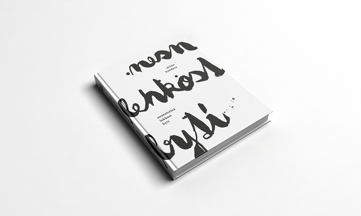 book book cover cover milan kundera typography   handwritten michaela nerudova black and white