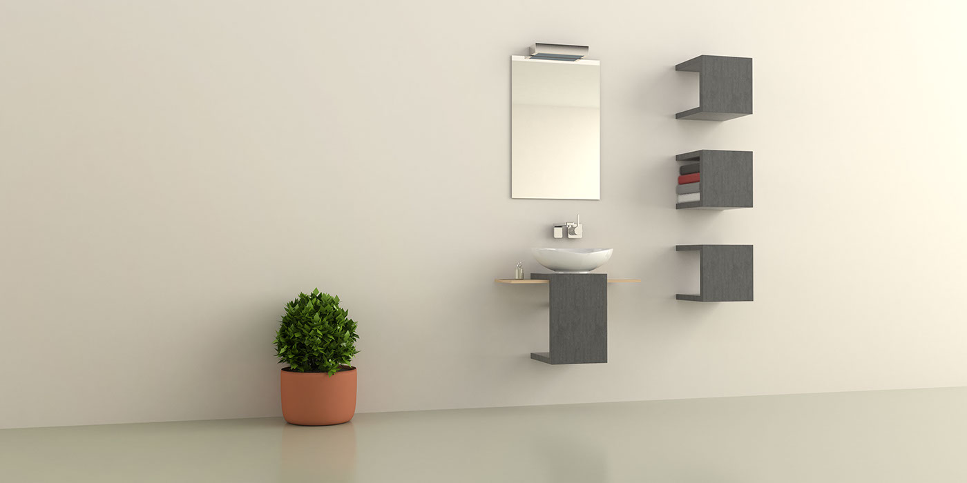 bathroom furniture concrete simplicity wood Uprofile clear Custom