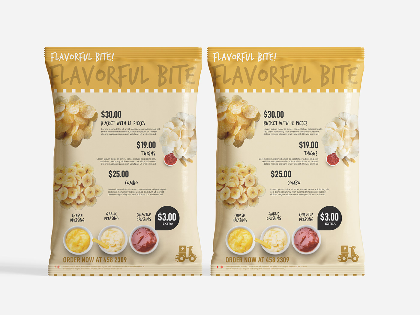 Mockup chip Pack product foil potato snack pouch Food  bag