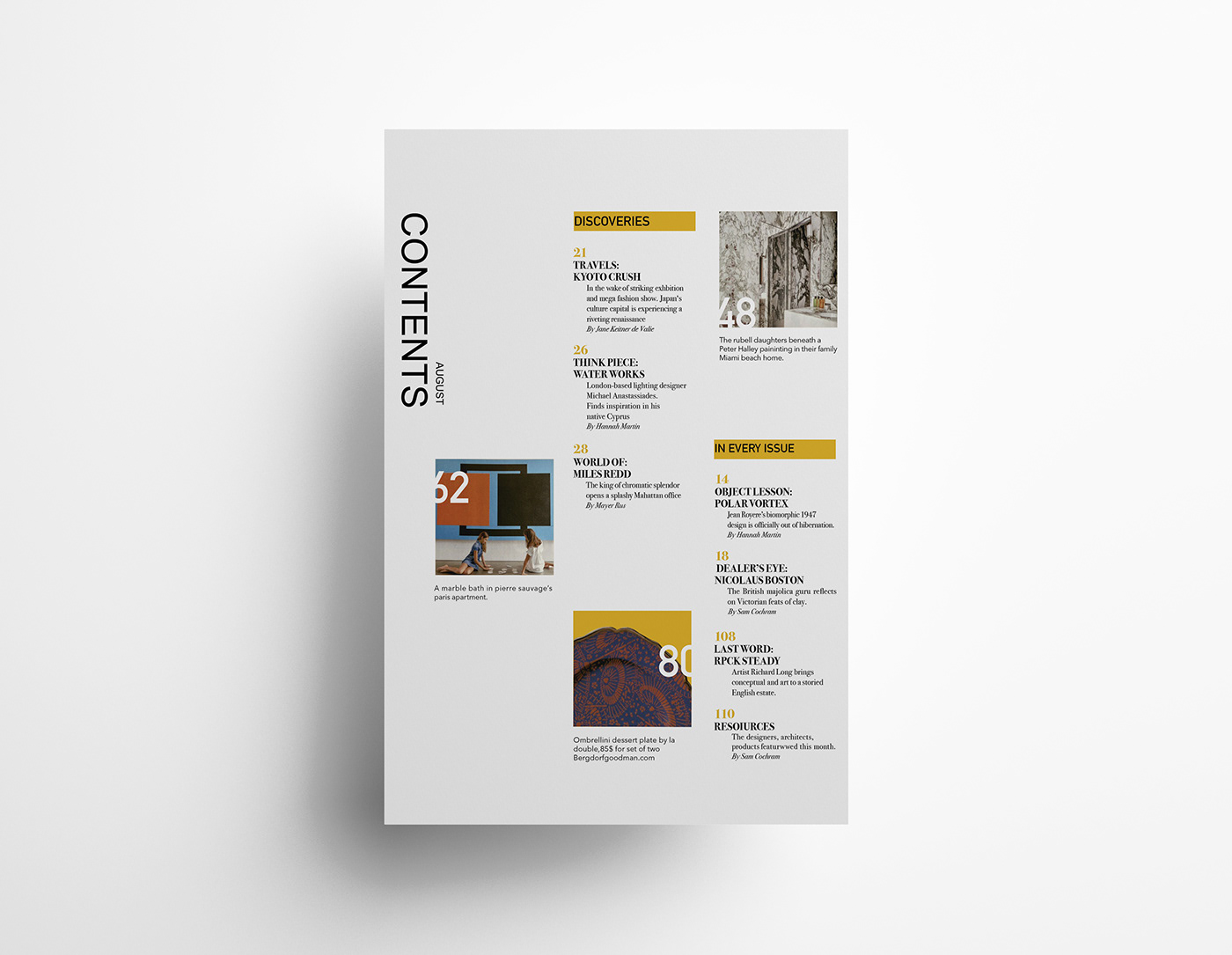 Table of Content Magazine design architecture interior deisgn publication design print design 