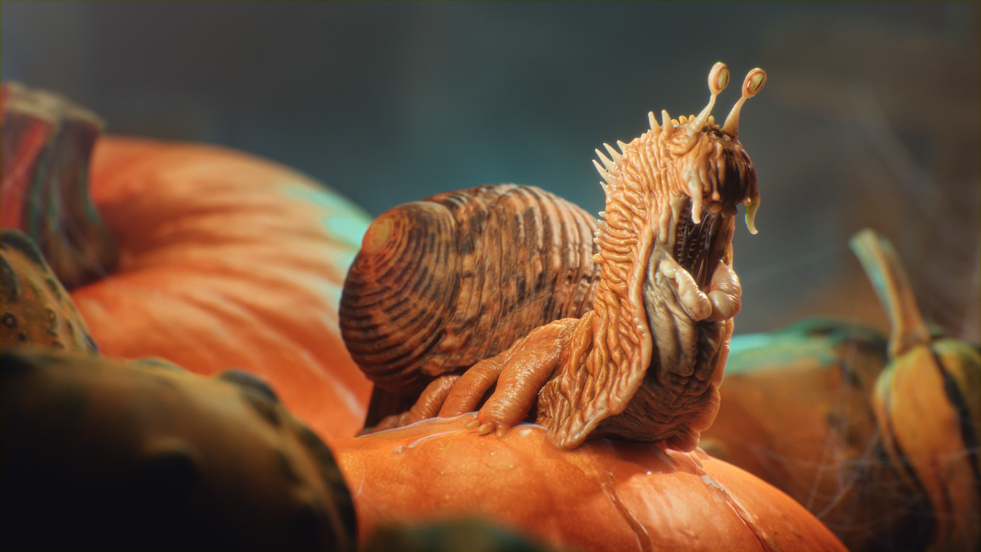 alien cute Halloween horror pumpkin slime snail snailien spooky