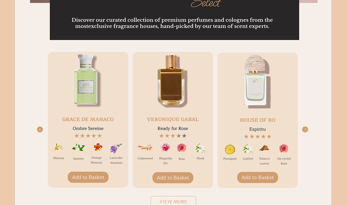 perfume ui design ui ux website design UI/UX Figma Website perfumery beauty store design Perfume Store