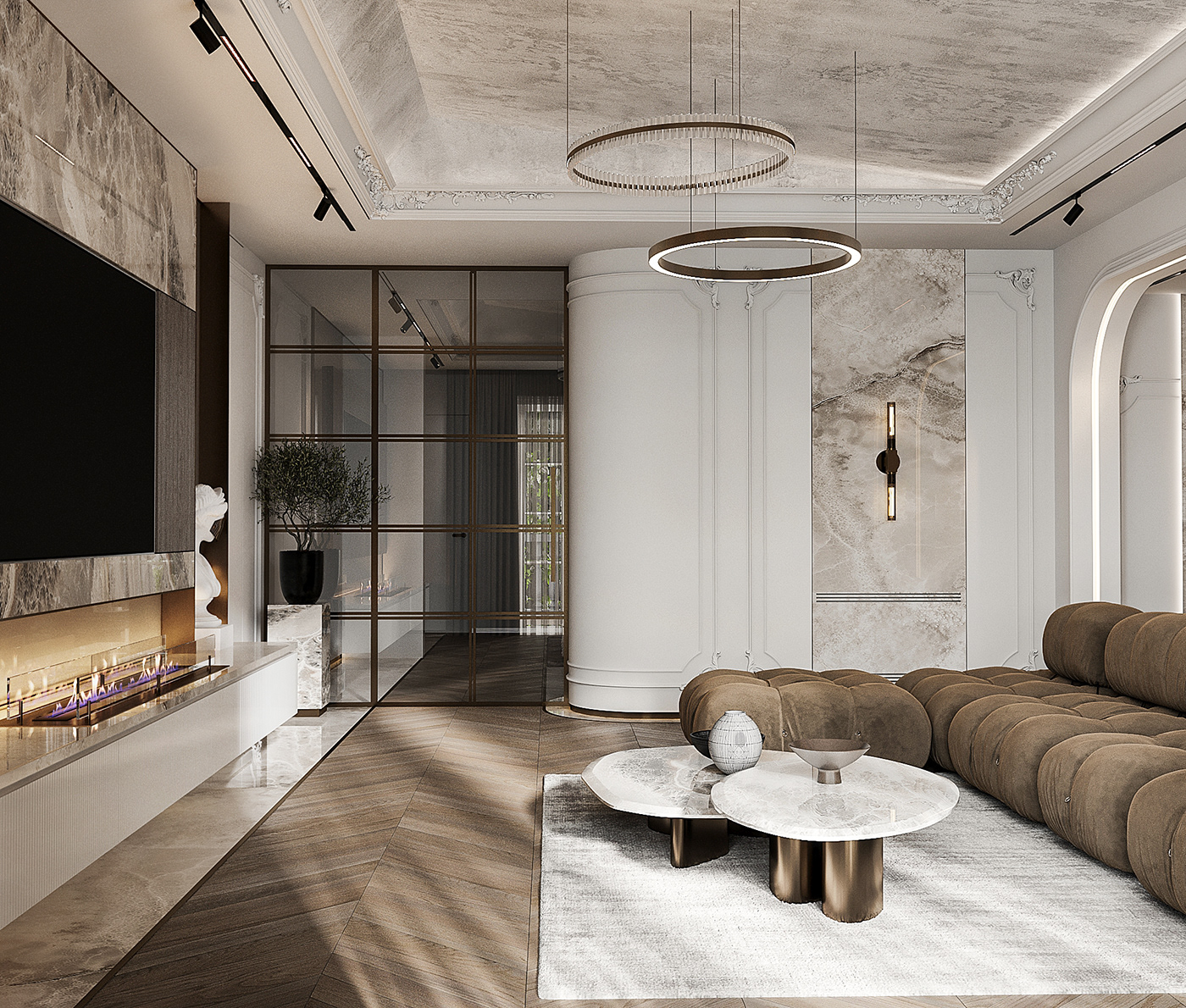 apartment modernclassic livingroom bedroom design Interior visualization 3ds max corona architecture