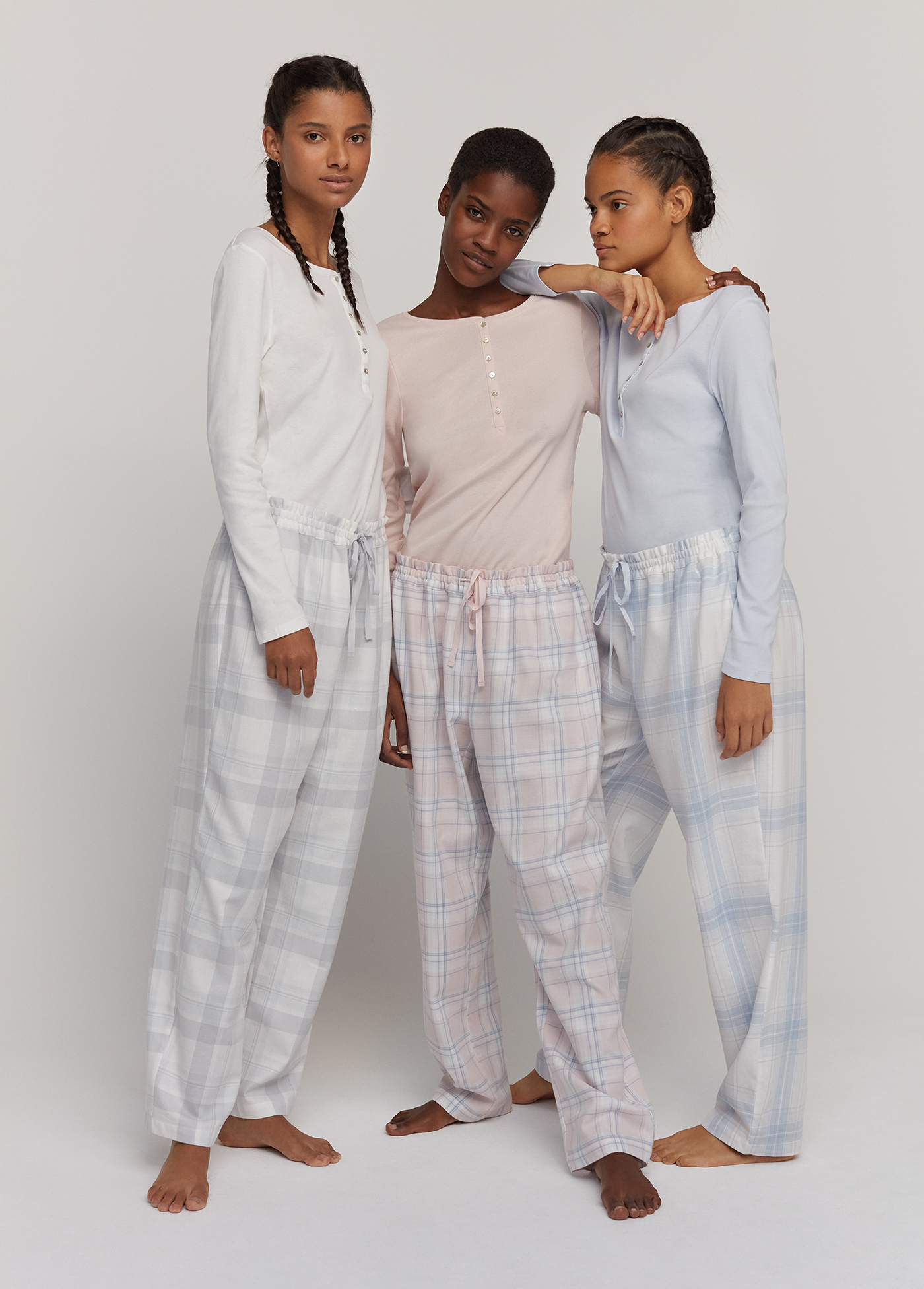 soft winter pyjama Pajama Oysho homewear check stripes pink grey