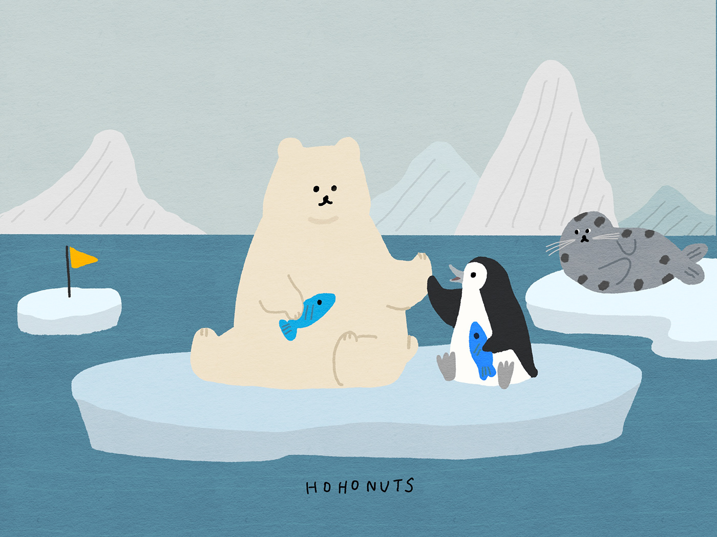 antarctica children illustration Drawing  friends illust ILLUSTRATION  North Pole penguin Picture book Polar Bear
