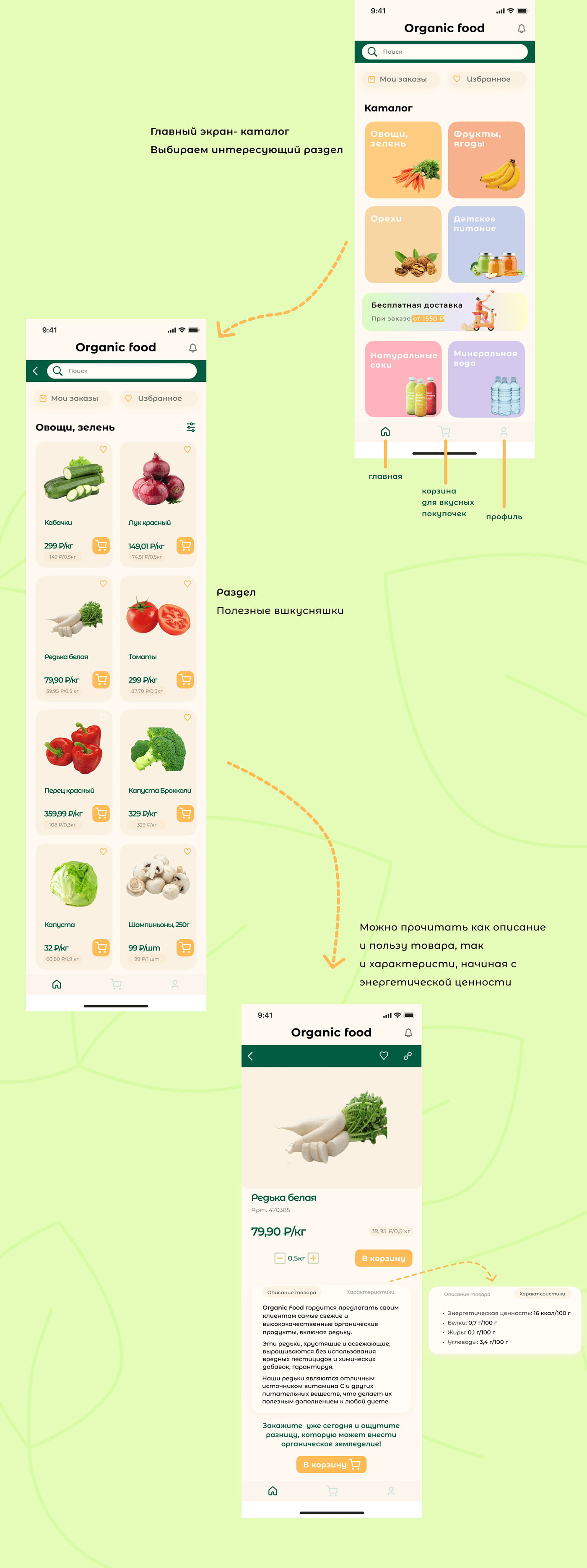 design app UI/UX Mobile app plants Fruit buy shop Nature bioproducts