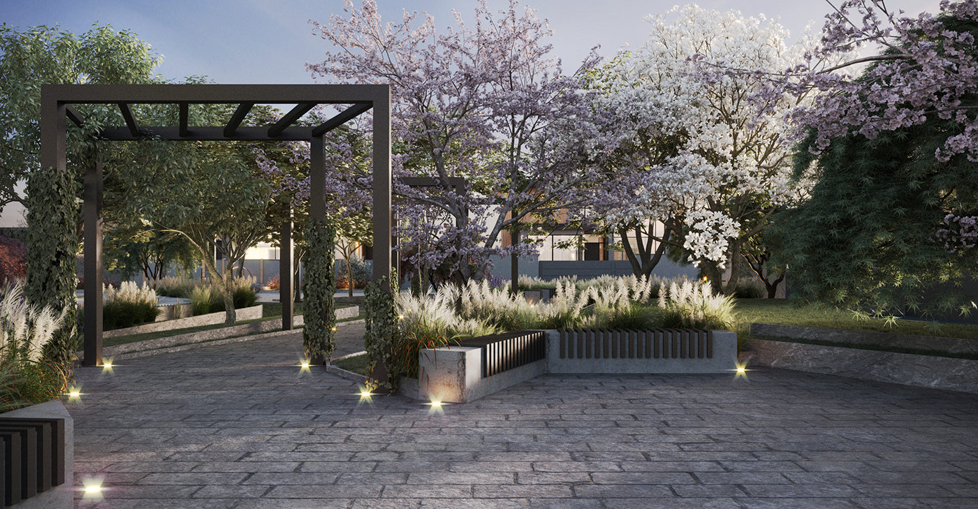 3D 3ds max architecture archviz CGI corona exterior Landscape Tree  visualization