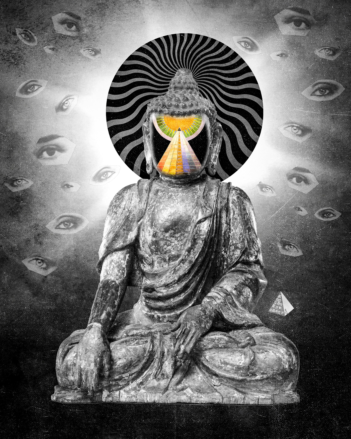 Buddha collage ego death joan pope spirituality temple ov saturn