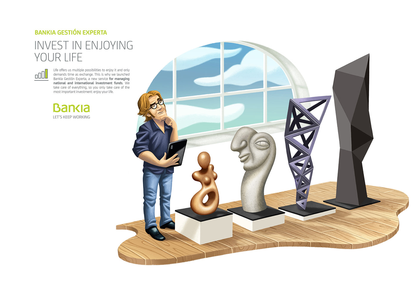 Printed campaign and exterior graphics for Bankia Bank on their new investment funds program