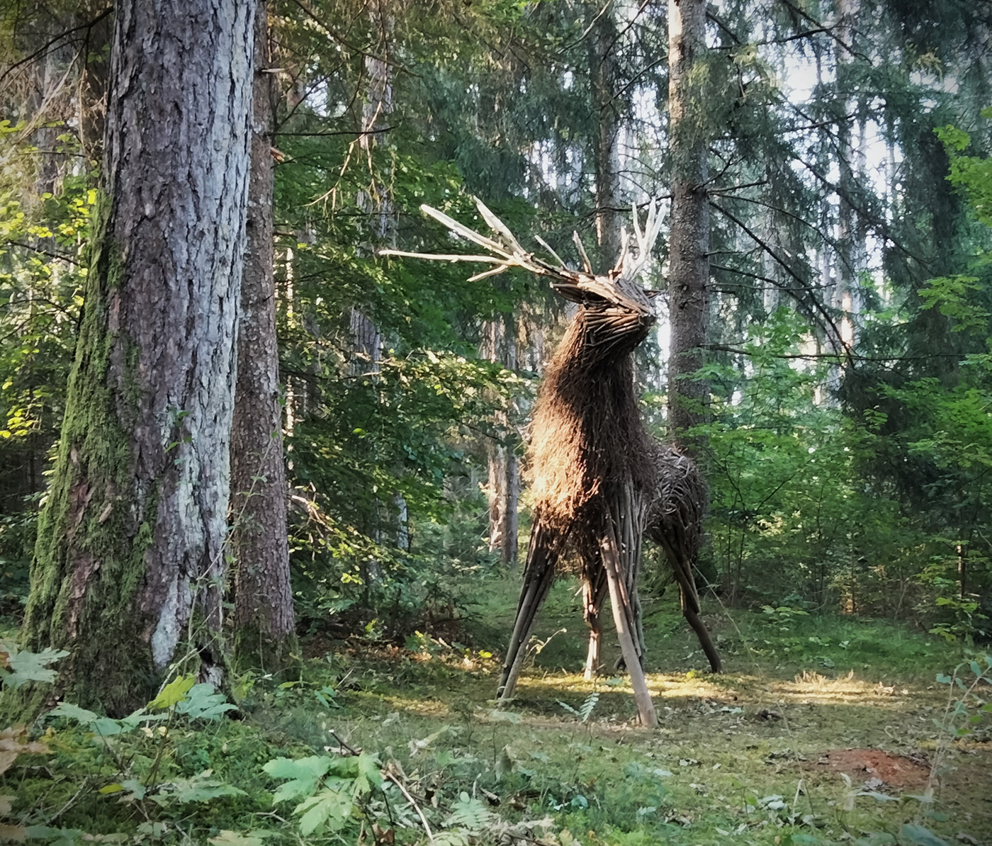 landart sculpture installation wood Nature mountains deer animal environment Landscape