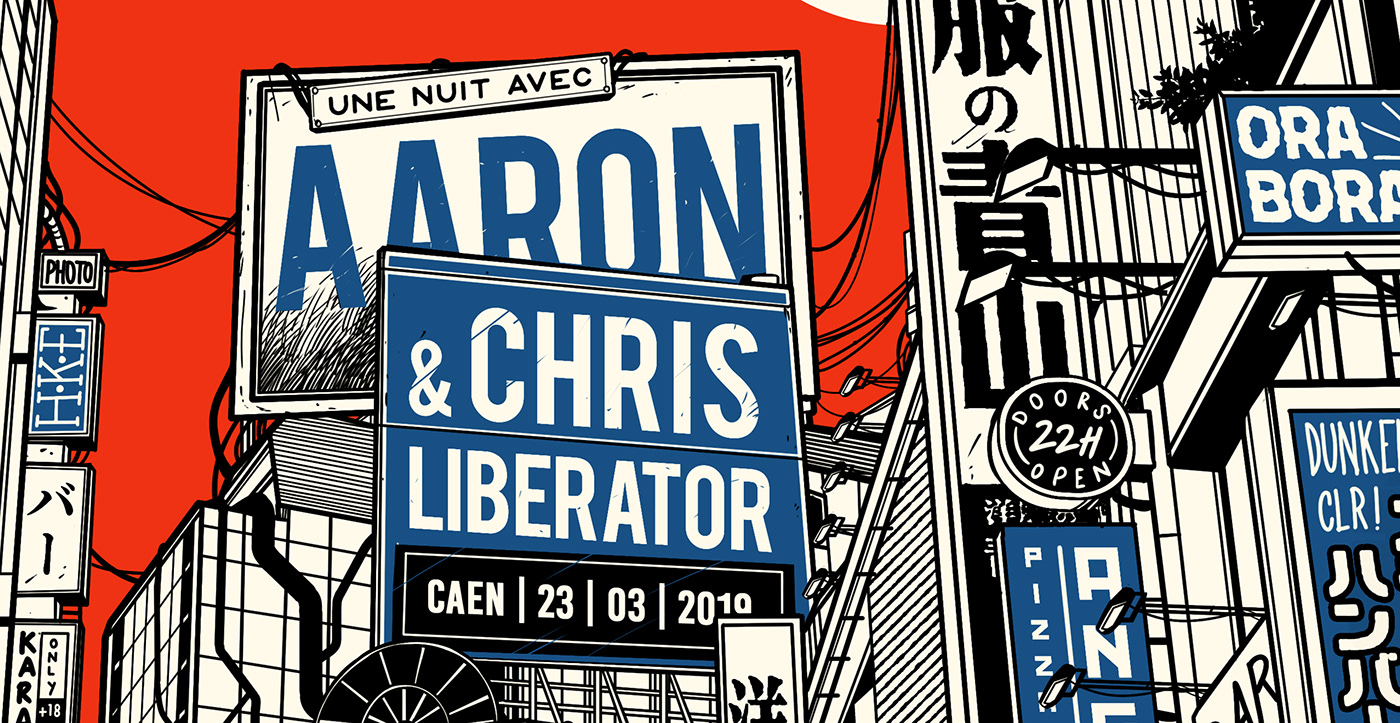 paiheme studio poster japanese art Retro vintage aaron chris liberator concert