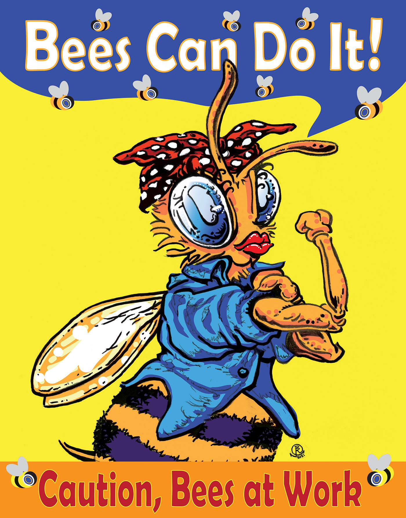 bees ink retro illustration We can do it!