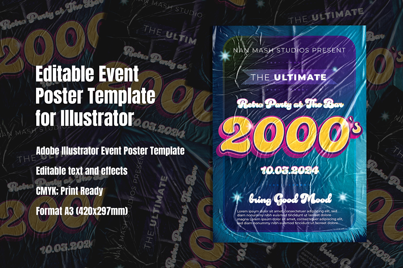 template poster Illustrator text effect Mockup Graphic Designer Advertising 