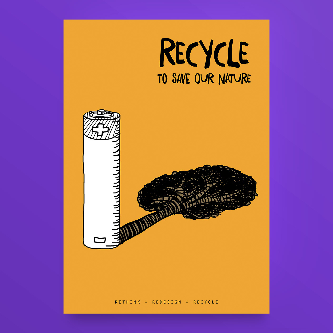 recycle poster graphic design  rethink reuse