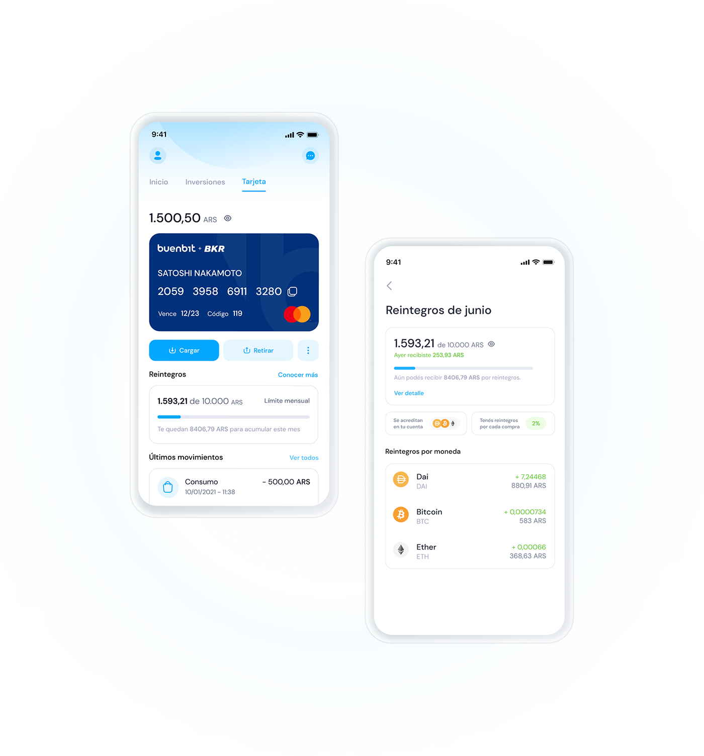 app credit card crypto product design  UI/UX