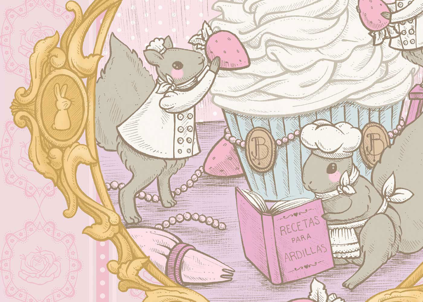 book pastel bakery children sweet cute Victorian animals