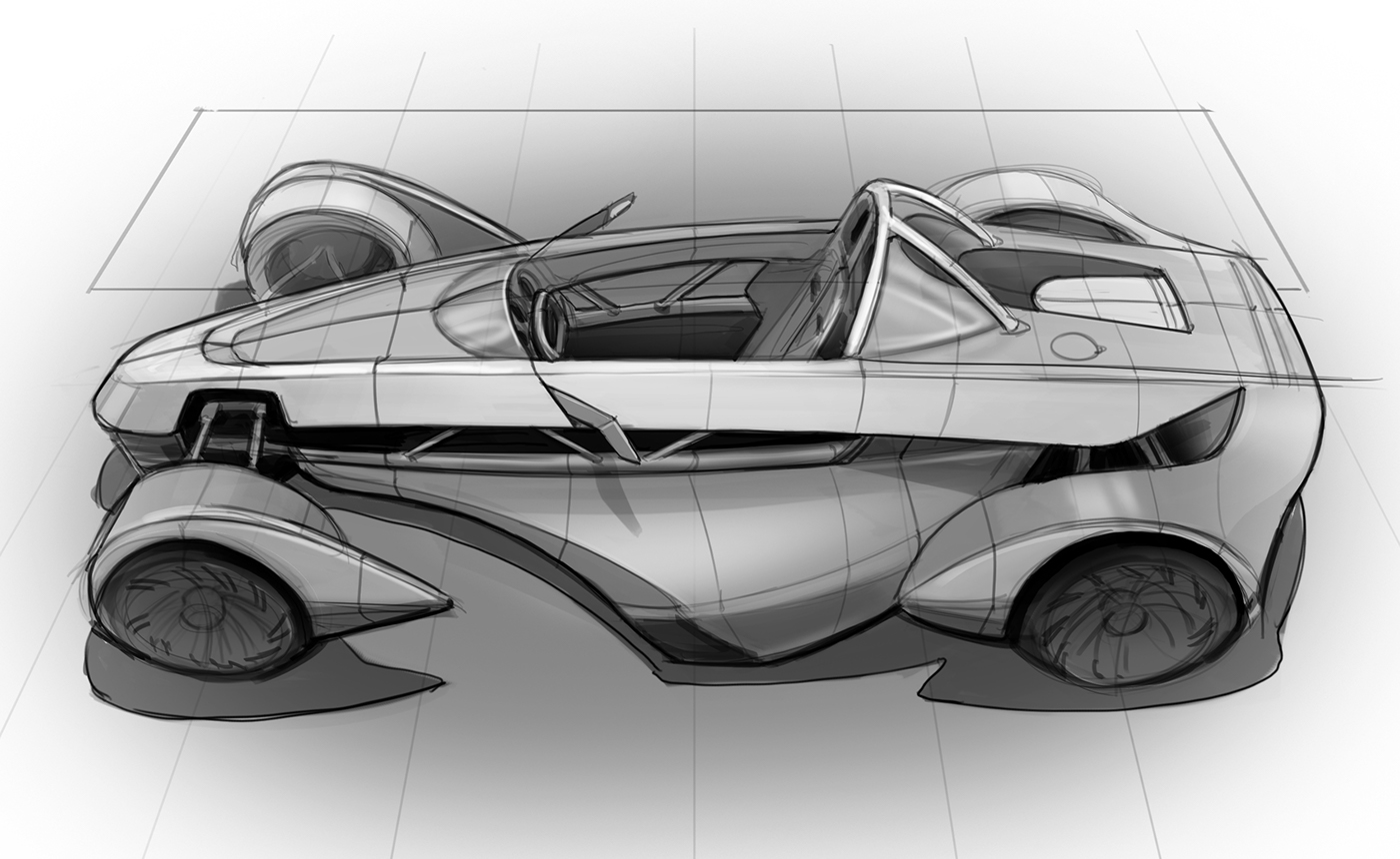 car sketch concept Render photoshop supercar track wheel