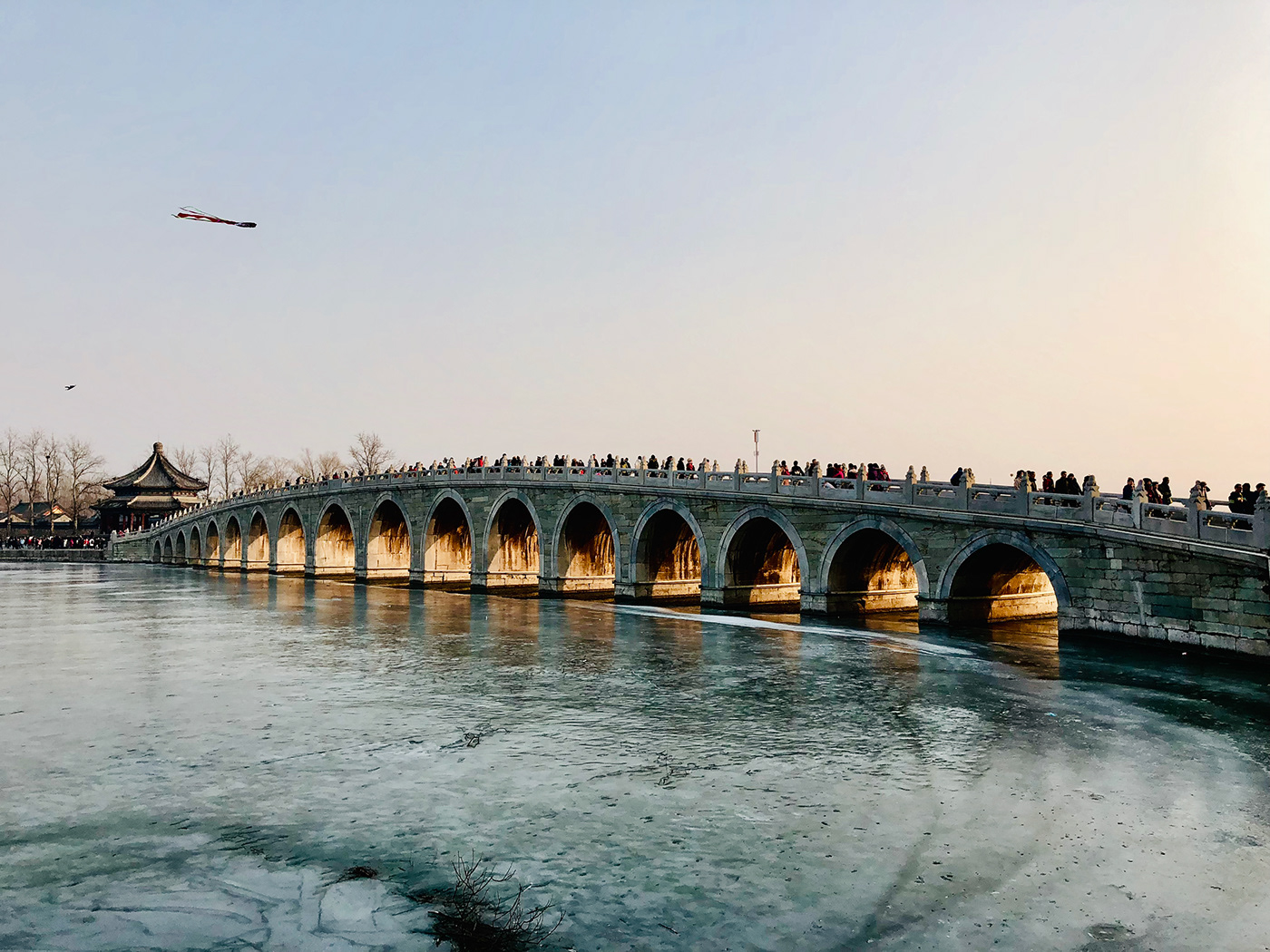 iPhone photography Photography  landscapes pavilion bridge lake winter DAWN DUSK china beijing