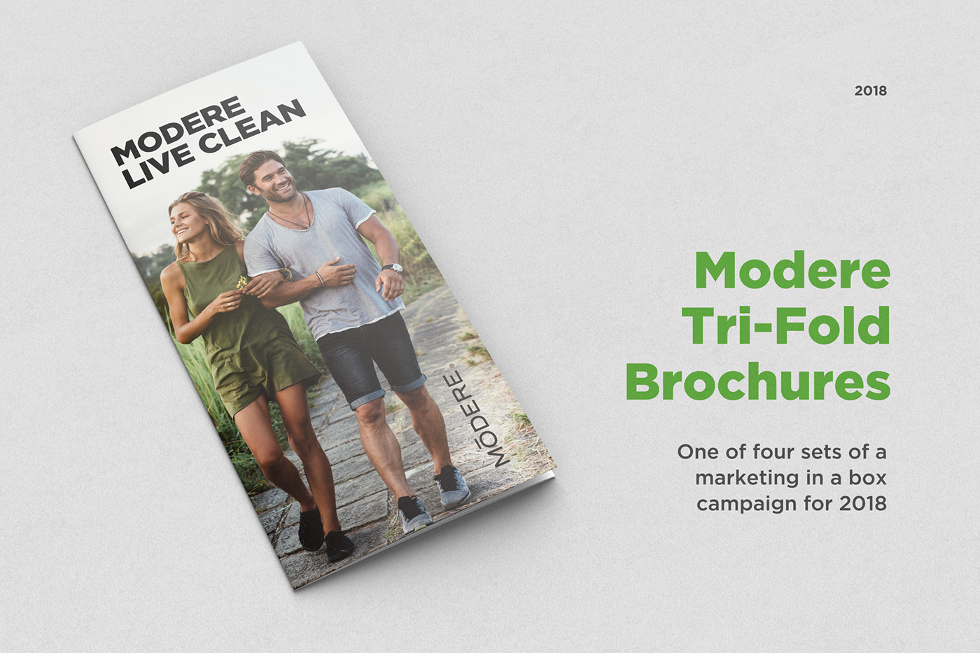 Modere Live Clean Steve Oliver trifold brochure tri-fold print design  corporate marketing   Adobe Portfolio