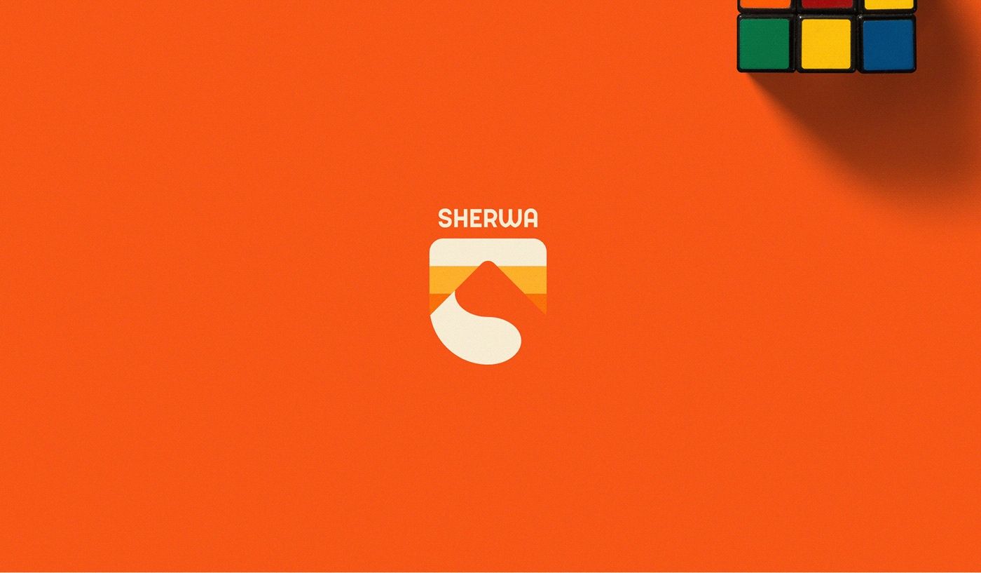 Gamer sherpa mountain orange app brand logo badge
