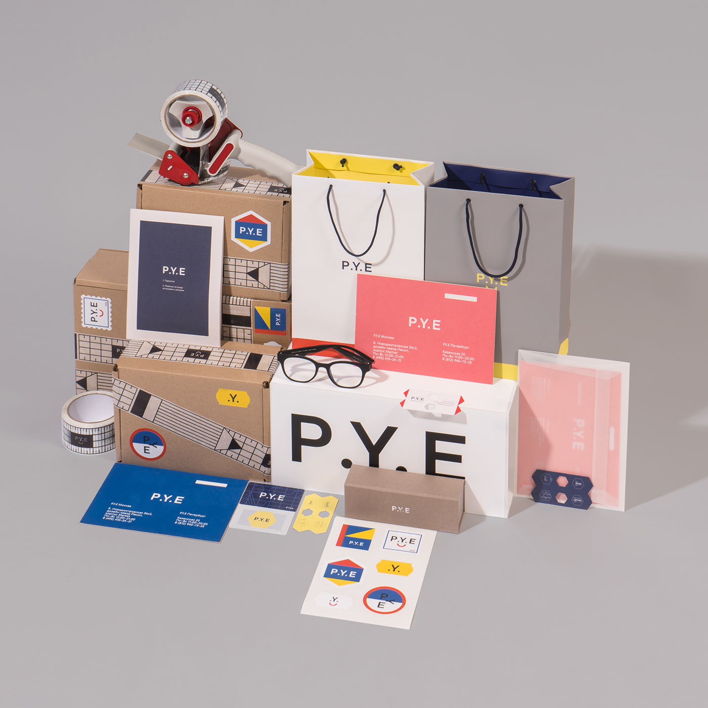 P.Y.E identity branding  optical store facultative.works graphic design 