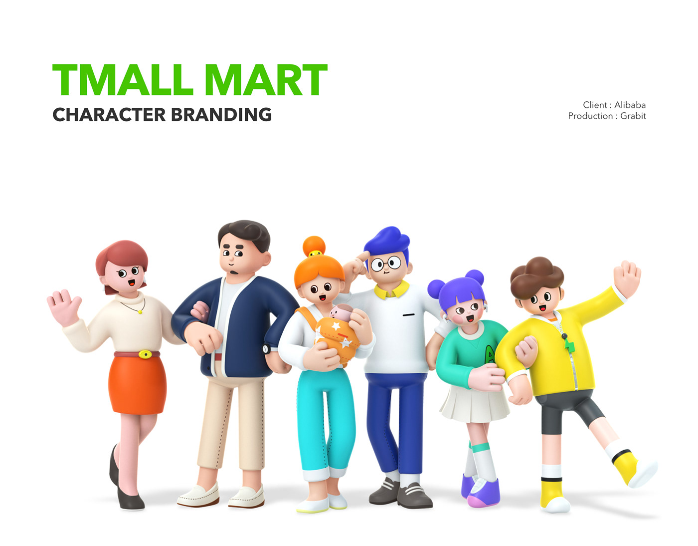2D 3D alibaba branding  Character Emoticon Grabit Guide tmall 캐릭터