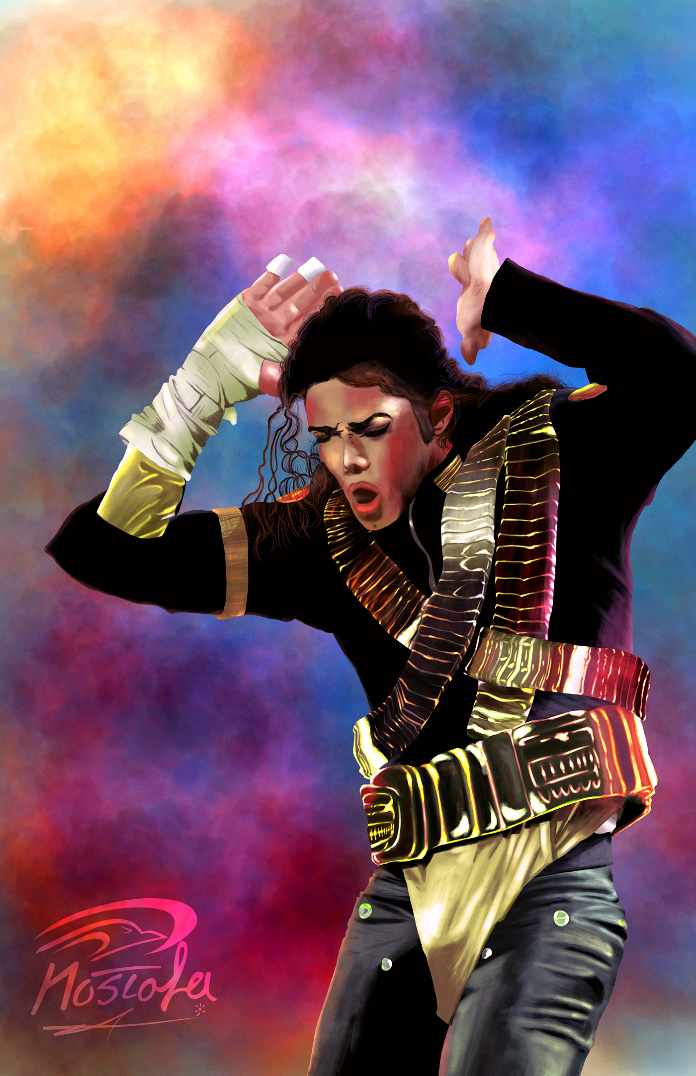 poster Michael Jackson jam digital illustration photoshop Digital Art  artwork artist Dangerous Tour No AI