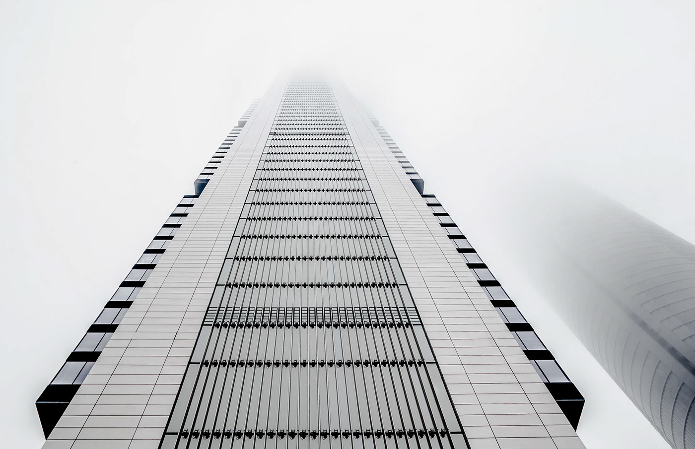 foggy fog arch architecture Photography  clean buildings madrid spain skyscraper