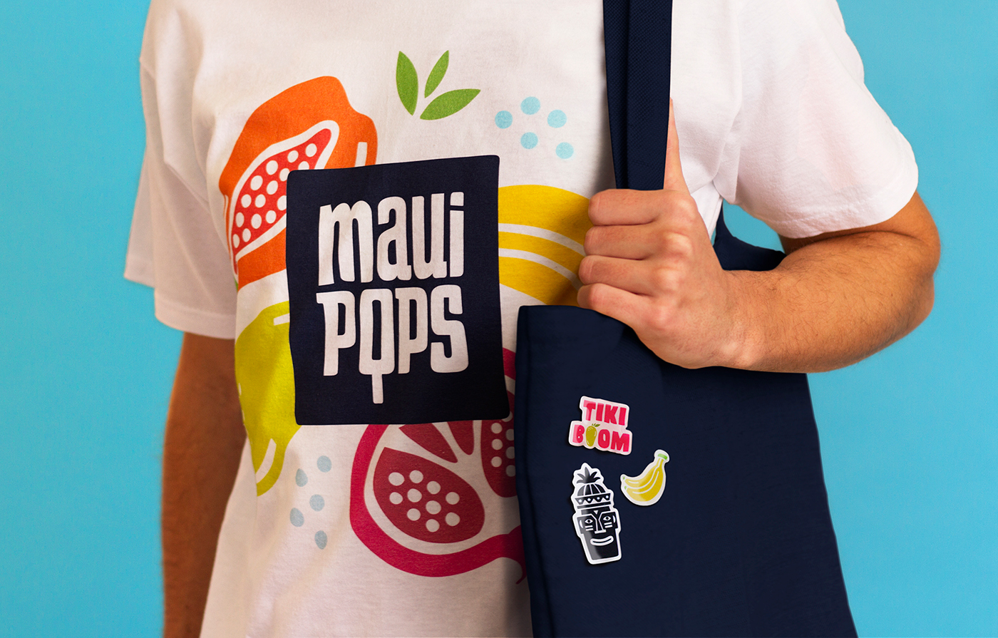 maui popsicle branding  logo Tiki HAWAII fruits Interior icecream kids