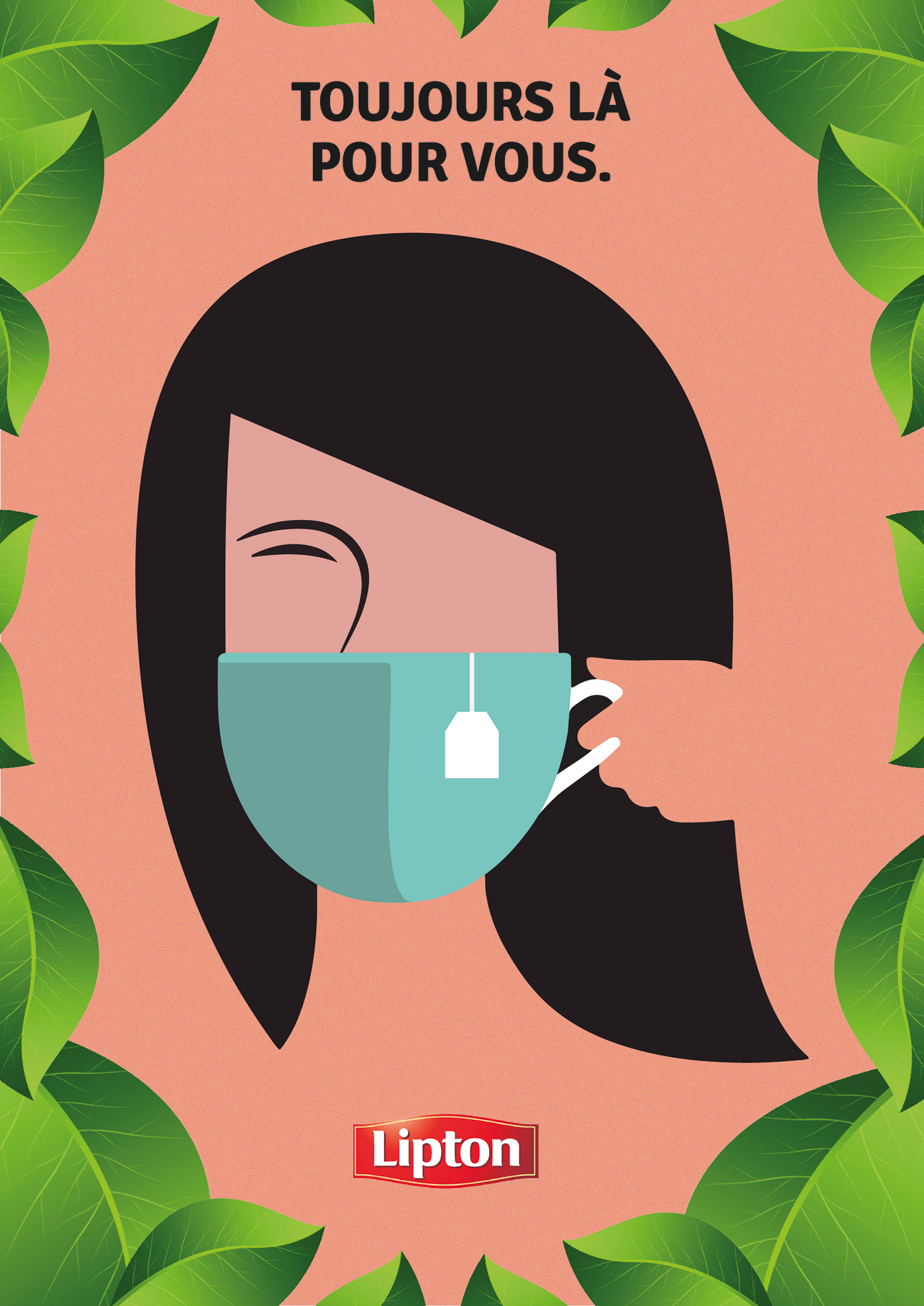 Coronavirus cup of tea Diversity Face mask green tea ILLUSTRATION  Lipton multiracial portraits tea