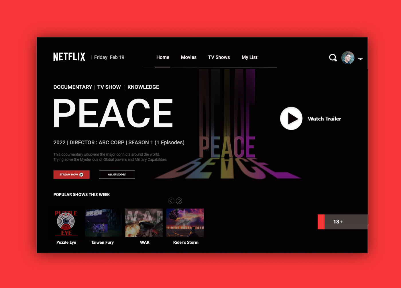 Adobe XD app design app promotion landing page Netflix Netflix Clone redesign UI/UX user experience Web UI