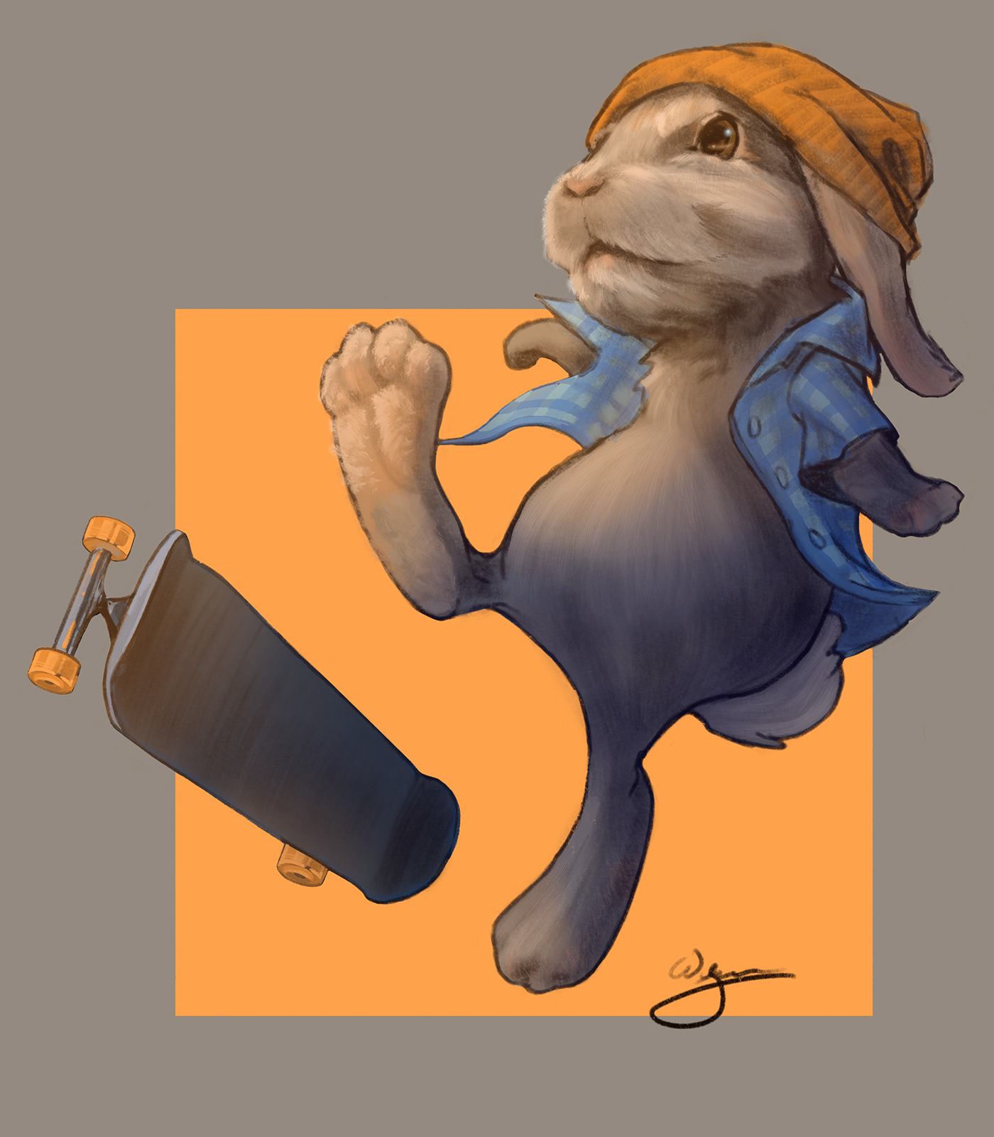 skateboarding bunny Character ILLUSTRATION 