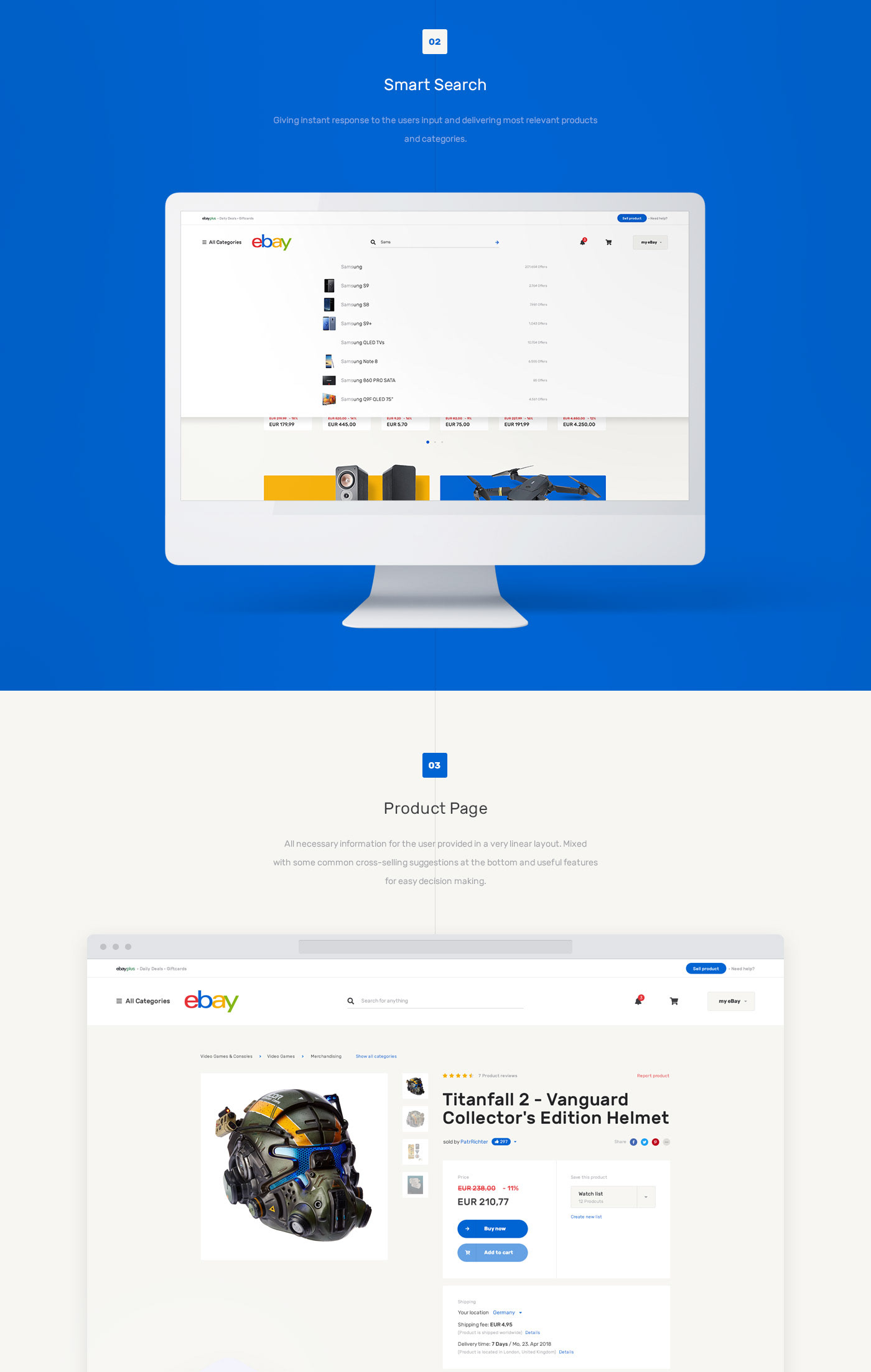 Responsive Web e-commerce eBay colorful dashboard smartphone desktop product Amazon