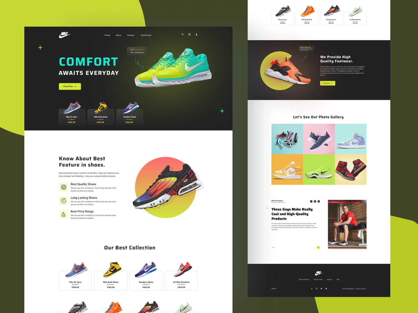 Nike Shoes Landing Page Ui Design | Nike Website :: Behance