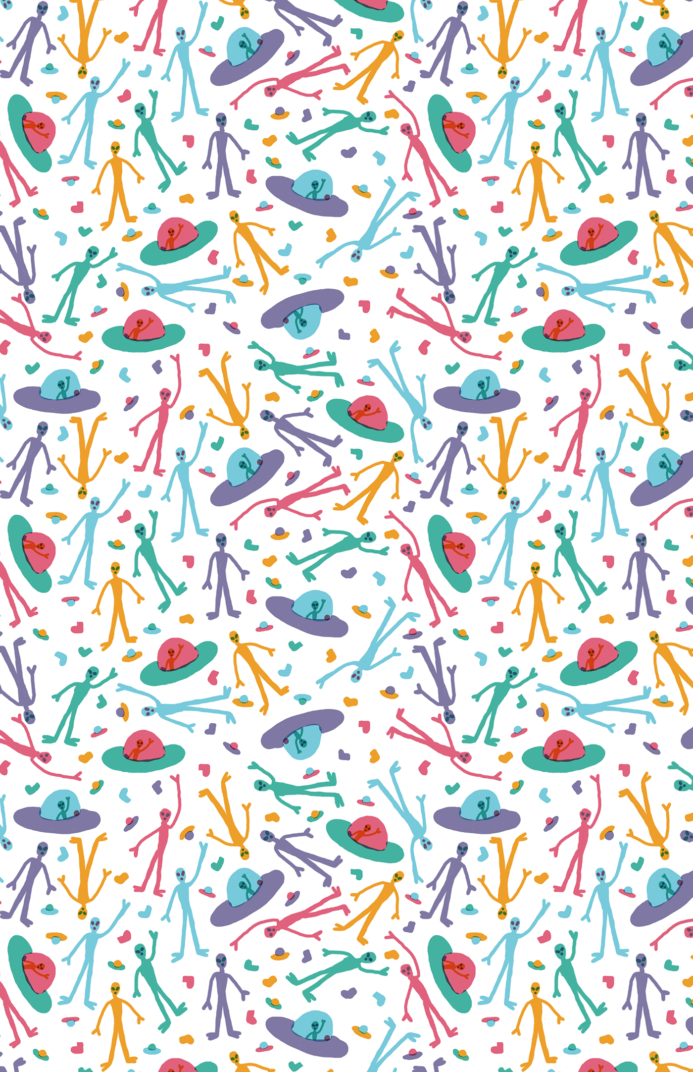 alien Space  pattern surface design pastel cute silly