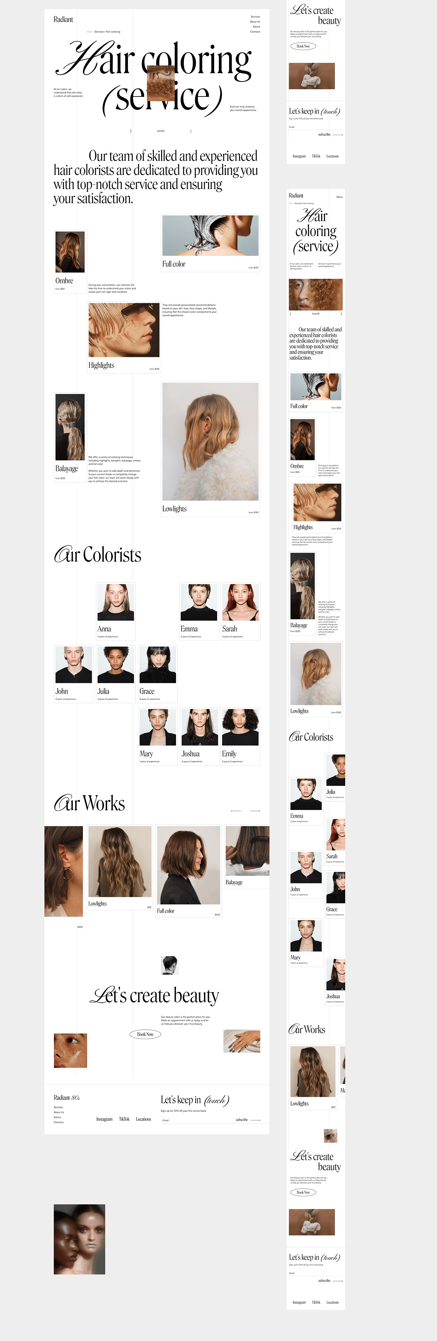 Web Design  Website landing page ui design ux/ui UX design UI ux Hair Salon beauty