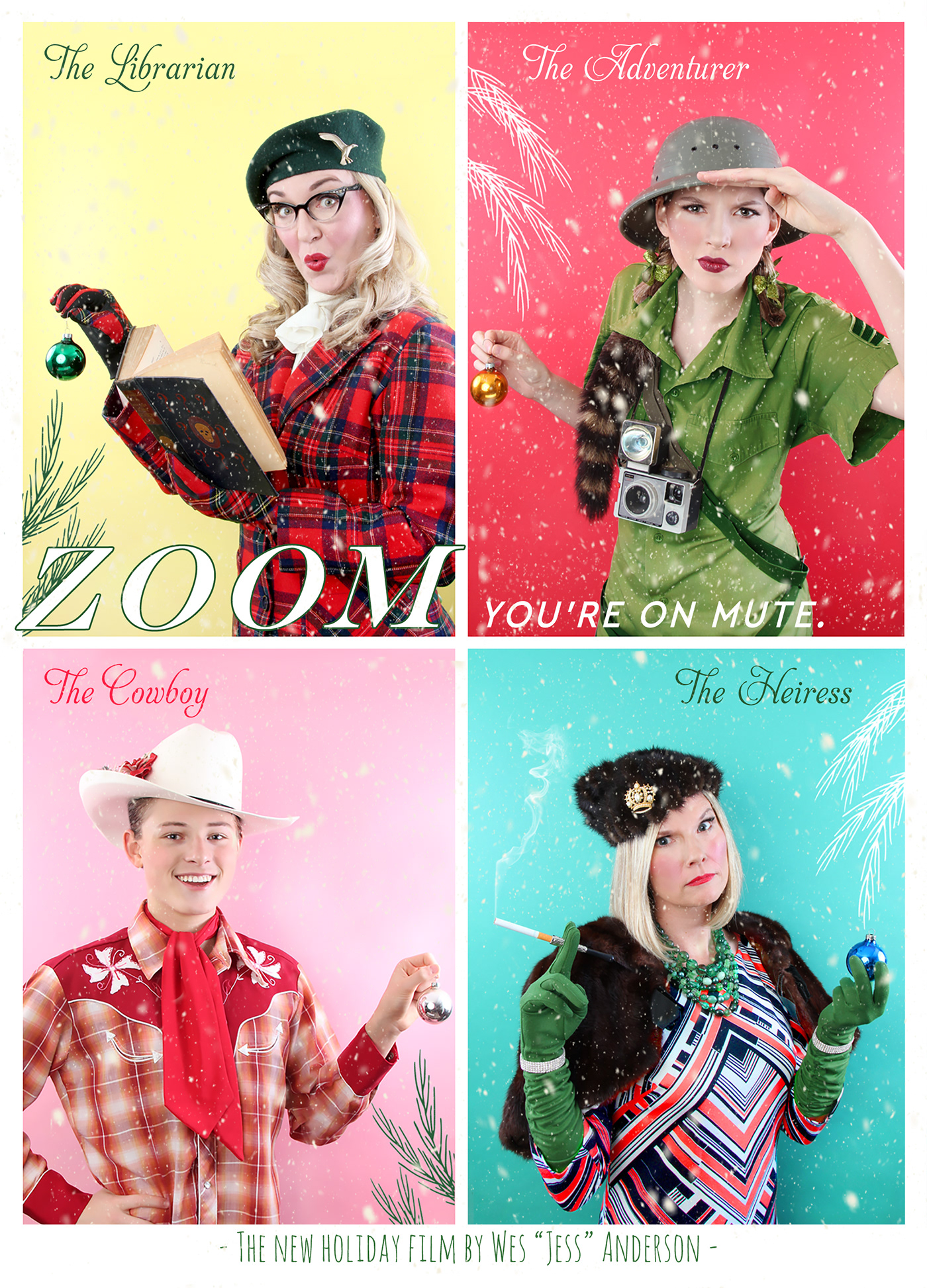 Christmas costumes humor Layout photoshop styling  typography   wes anderson