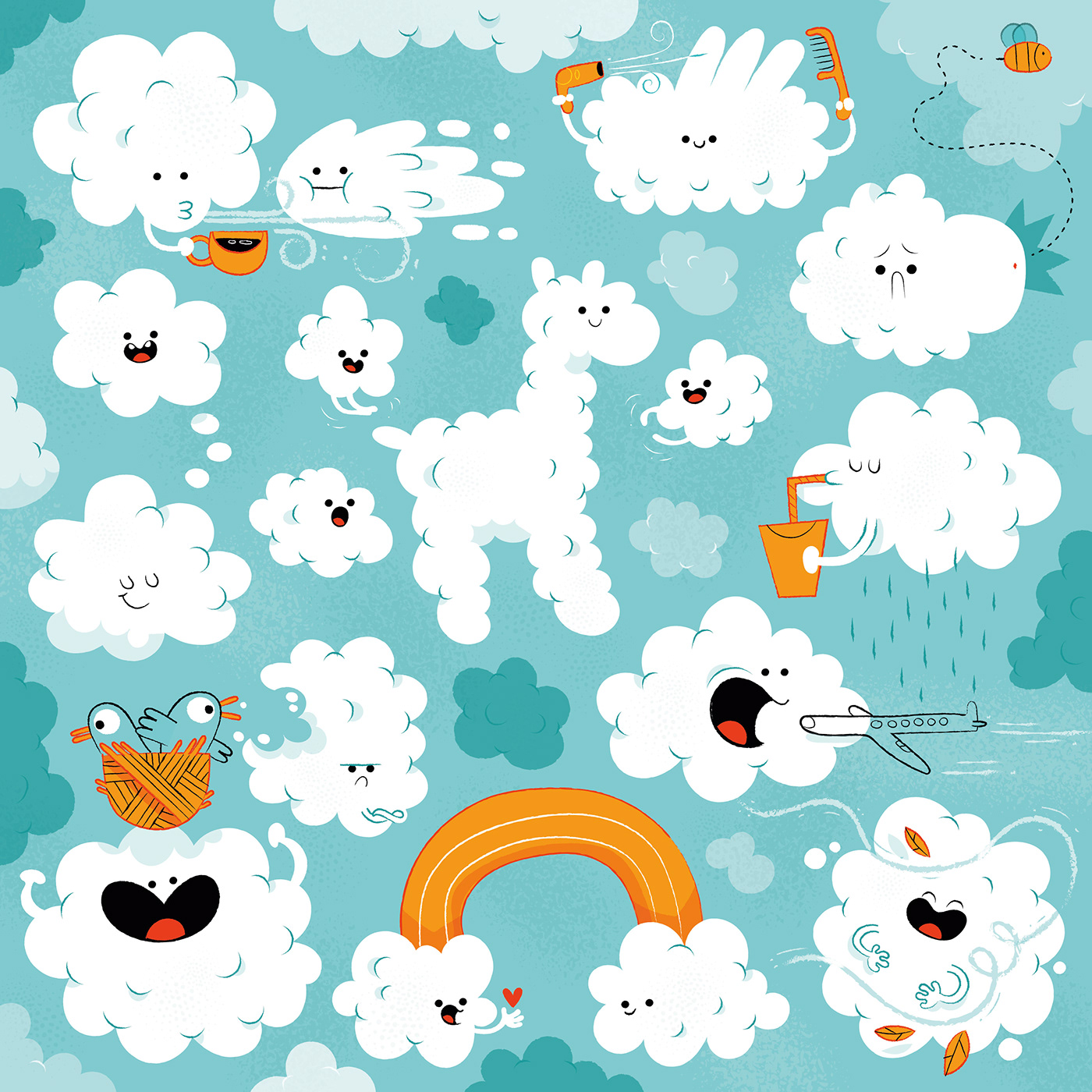 characters children's book children's illustration clouds ILLUSTRATION  memory cards puzzle SKY toy vectorial illustration