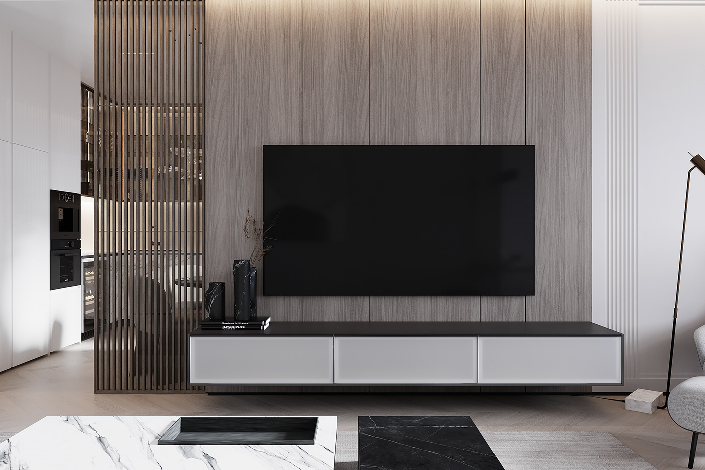 apartment archviz CGI corona design interiordesign lightinterior visualization visualizer whiteblack