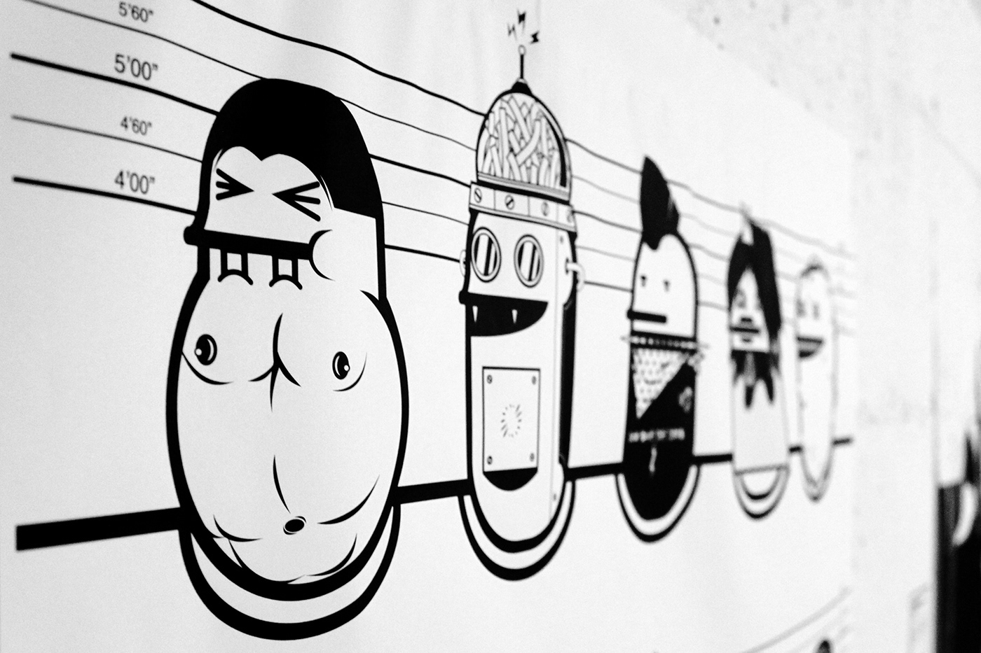 arsenic black and white characters drop Exhibition  ILLUSTRATION  Lausanne pbk9 Street Art 