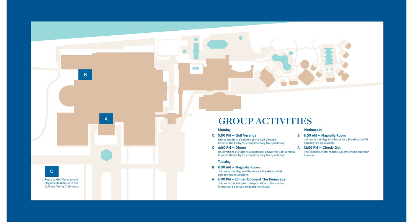 A detailed map of the summit venue outlines all mandatory sessions.