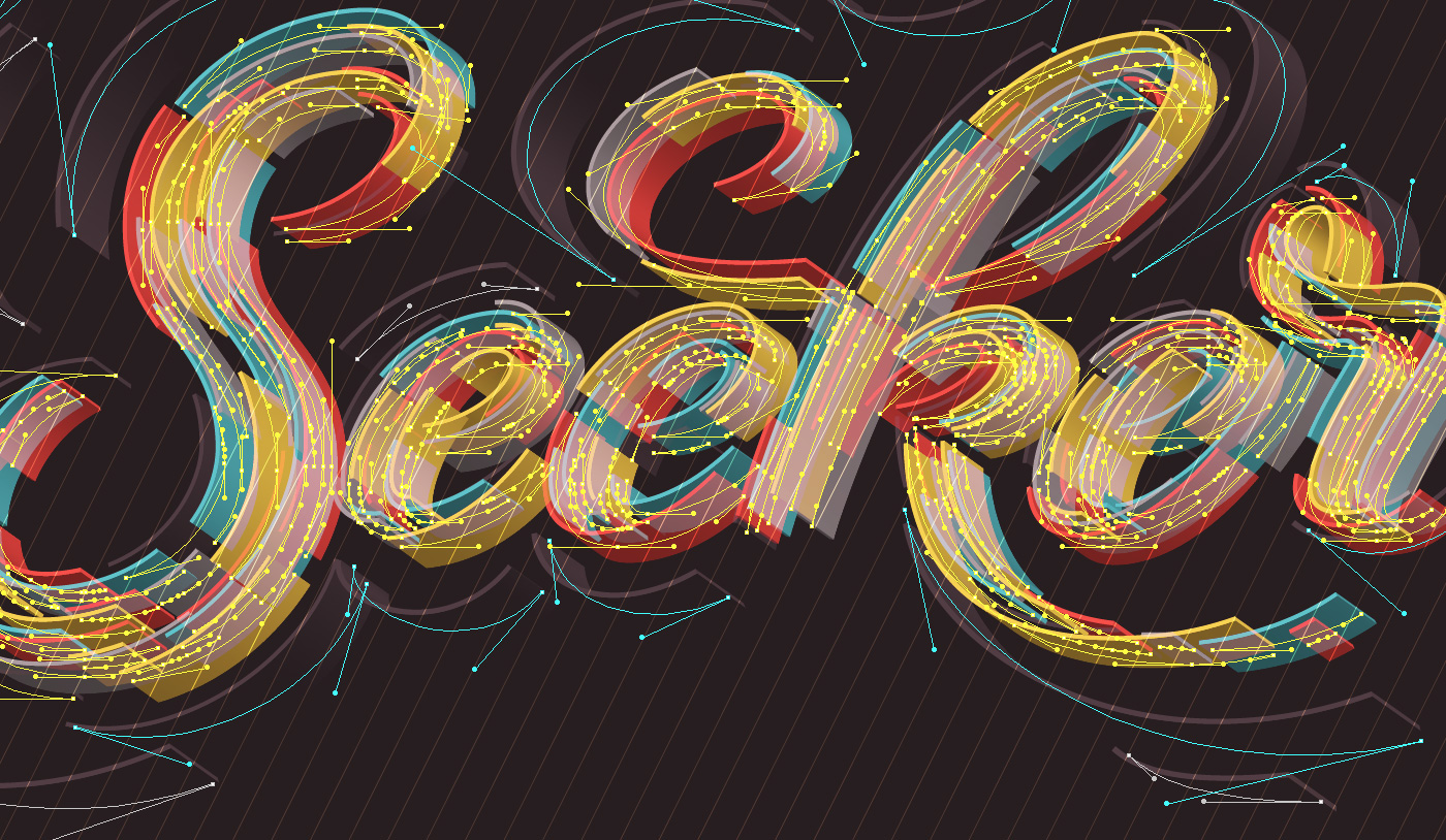 lettering Transparency font Moloko colors Illustrator vector sketch Handlettering type 3D Type