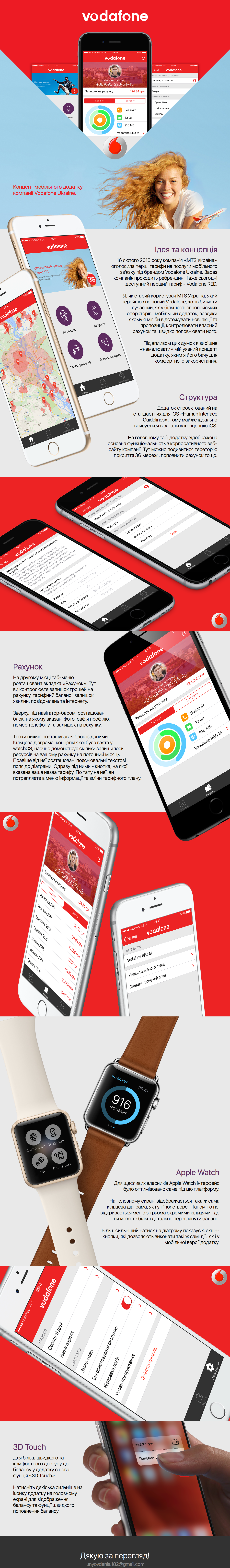 vodafone ukraine app ios apple watch design red White UI ux user interface sketch sketchapp mobile