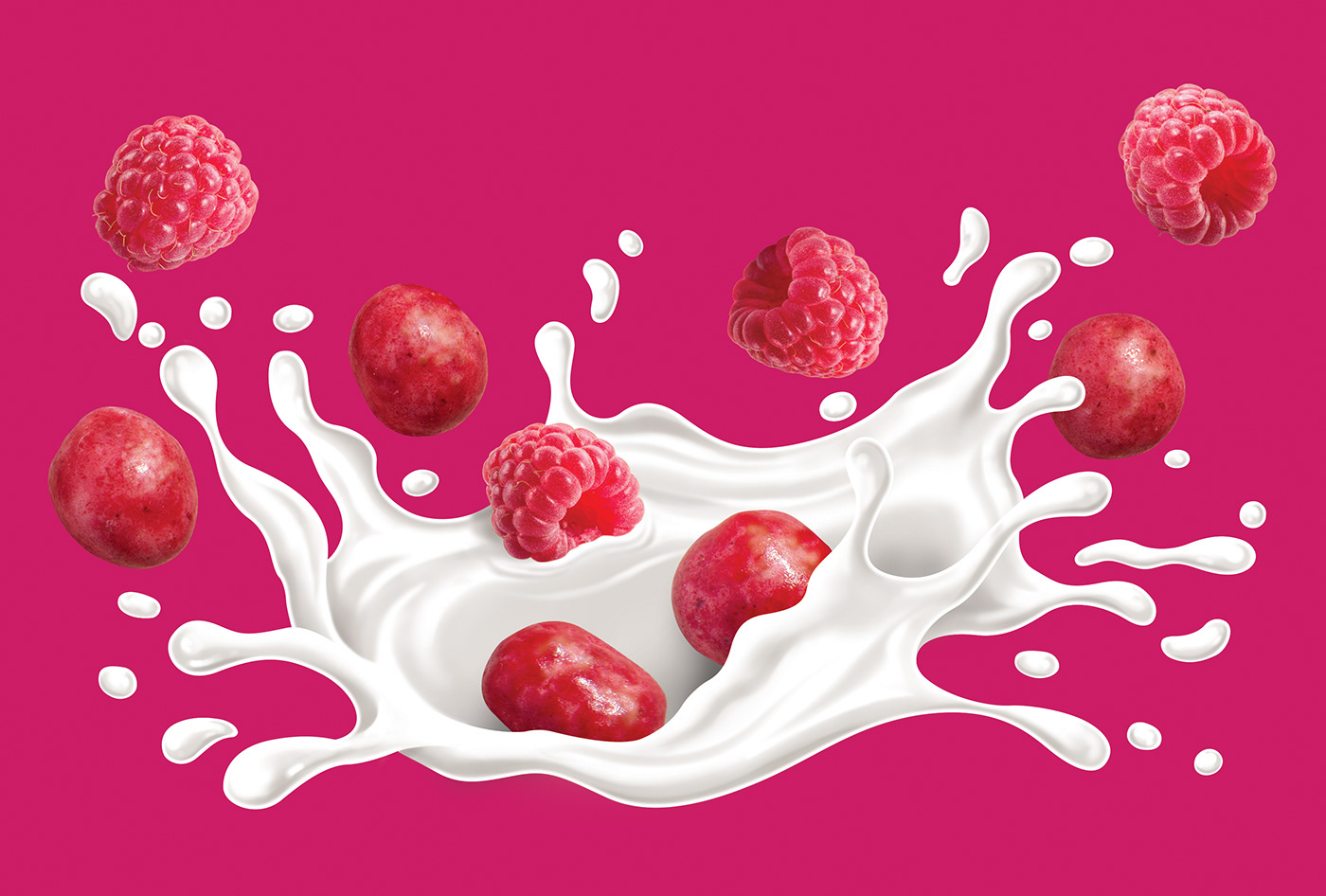 raspberries Packaging chocolate kinetica Protein Food Protein bars milk splash Food  food & drink