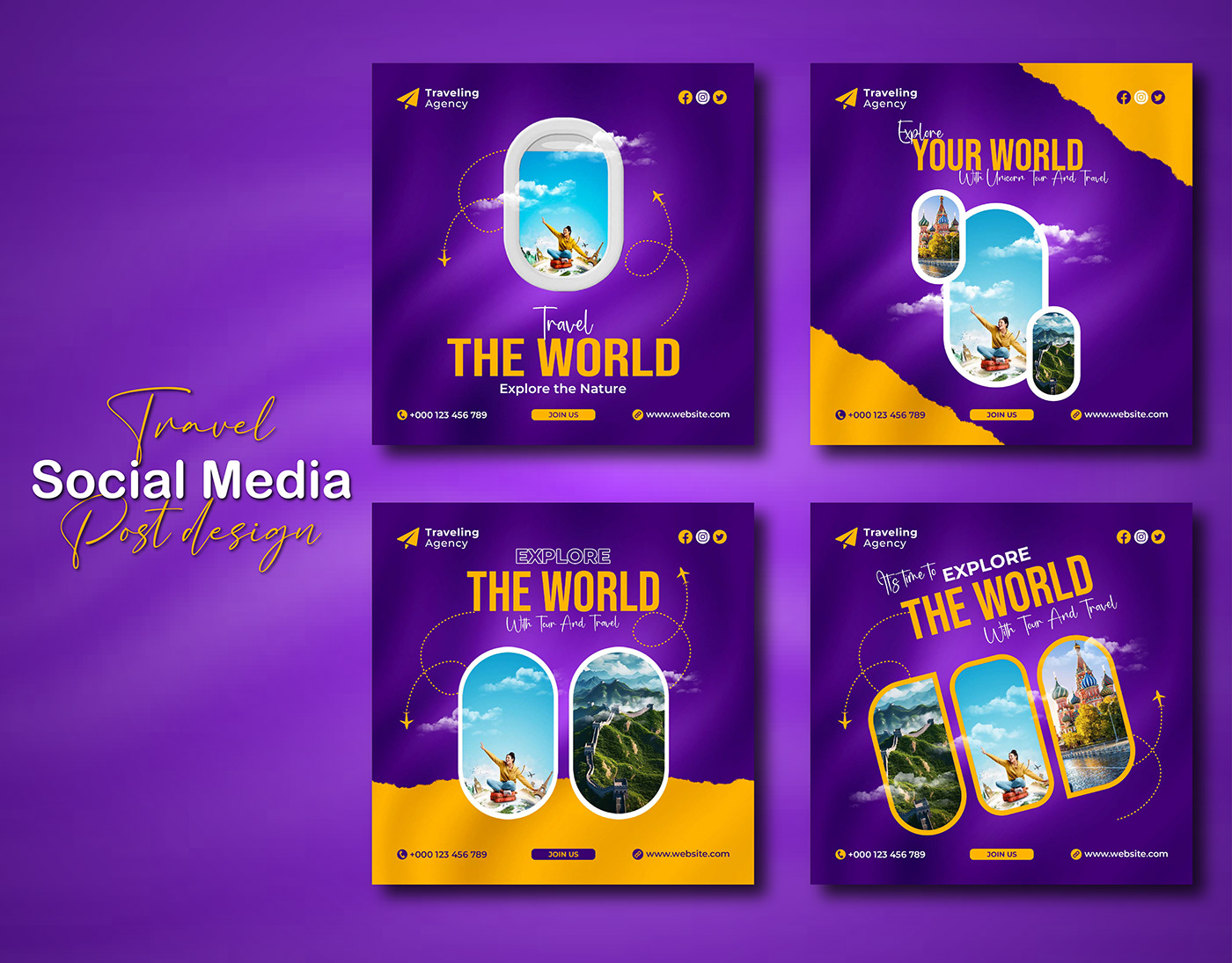 Social media post travel agency tour and travel Instagram Post Social Media Design Advertising 