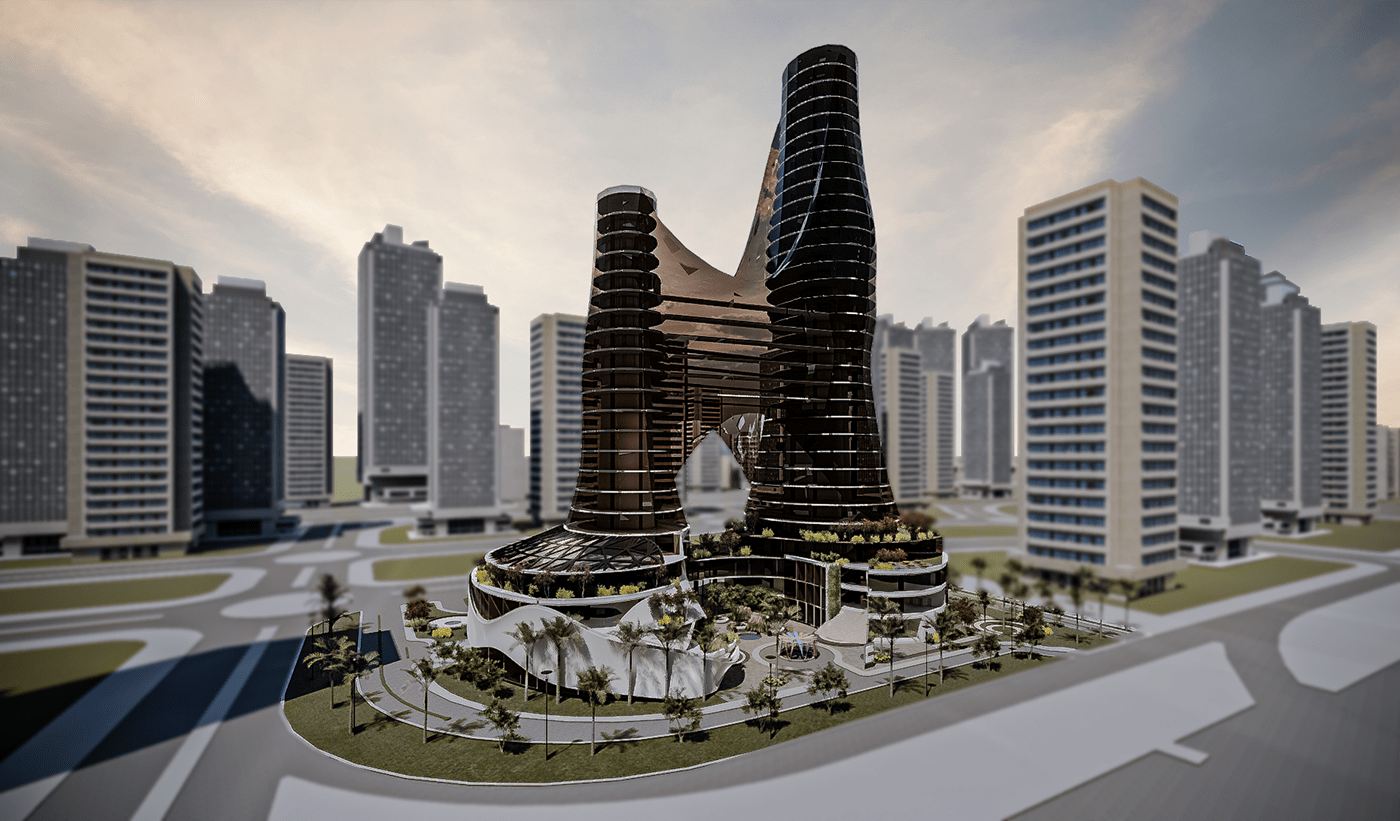 3D architecture design exterior Interior lumion Render skyscraper tower