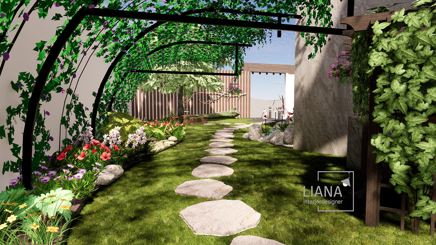 architecture concept exterior grass Landscape modern Outdoor Render rolls royce Villa
